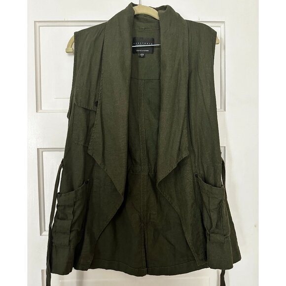 Sanctuary Linen Style Drape Vest with Pockets Size Small - Picture 2 of 5